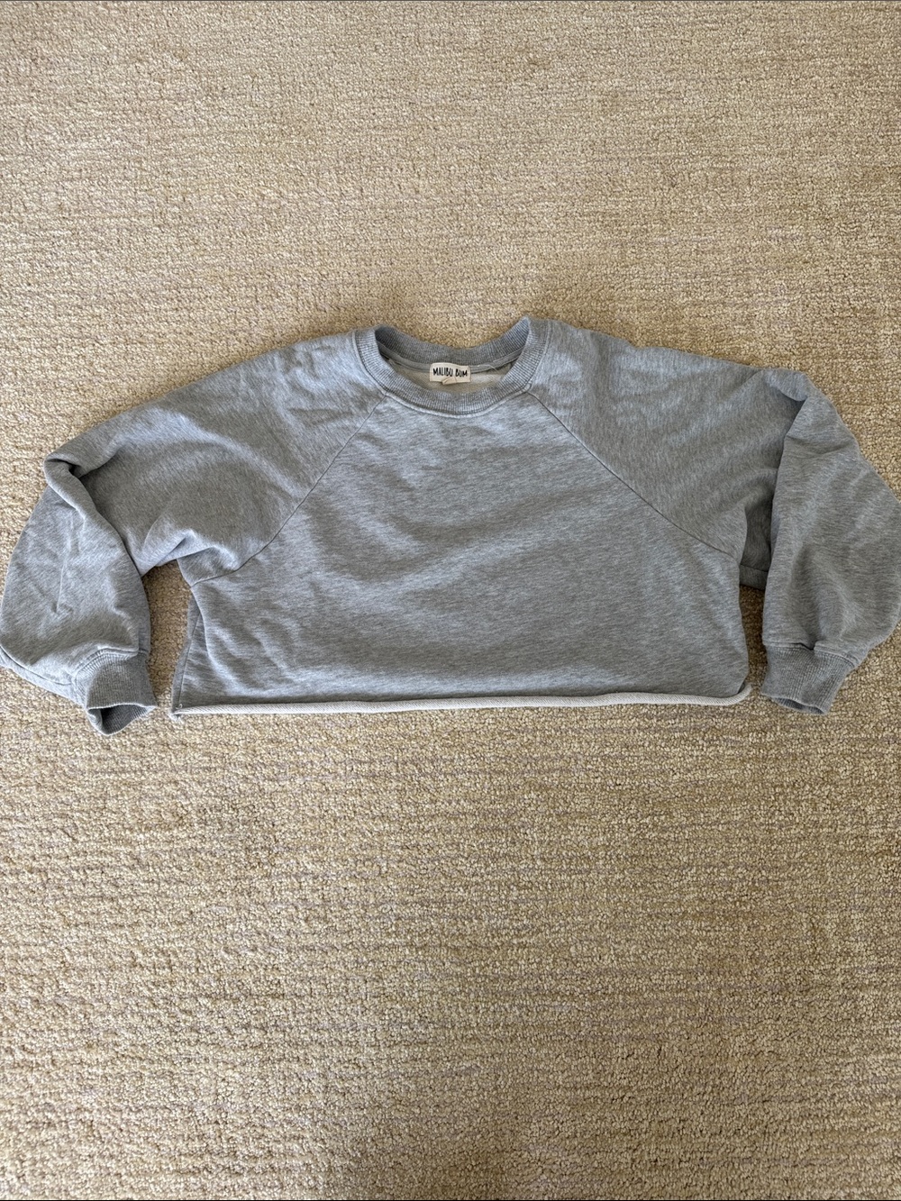 Malibu Bum Light Heather Gray Cropped Sweatshirt